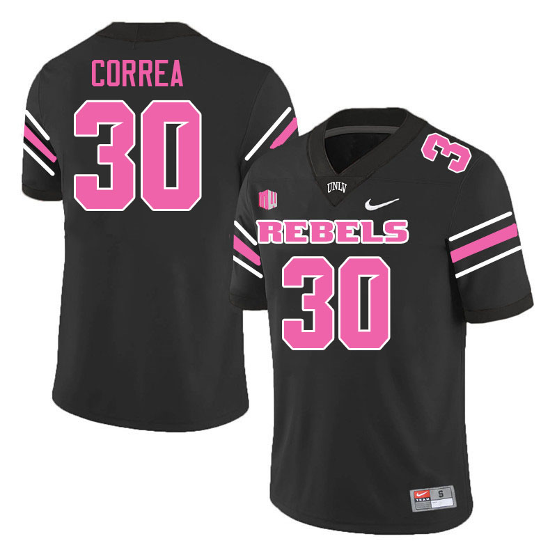 Men #30 Charles Correa UNLV Rebels College Football Jerseys Stitched-Black